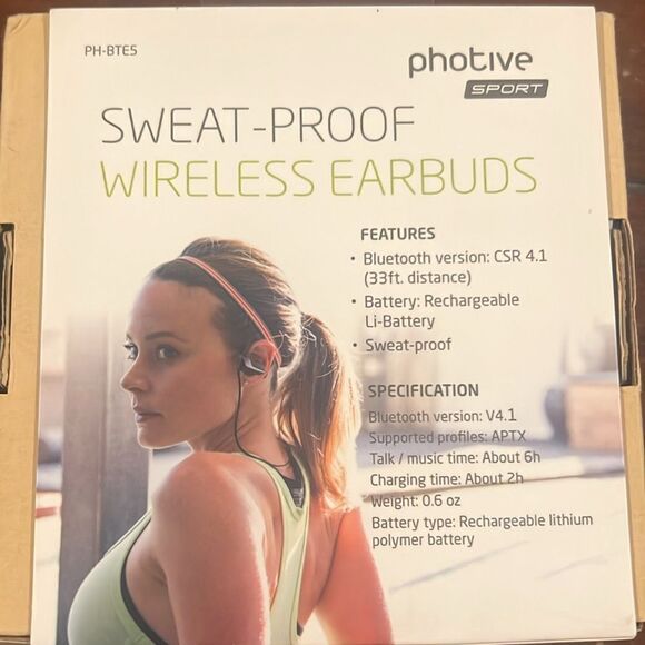 Photive Sport Secure Fit Lightweight Wireless Earbuds - New - Picture 2 of 2